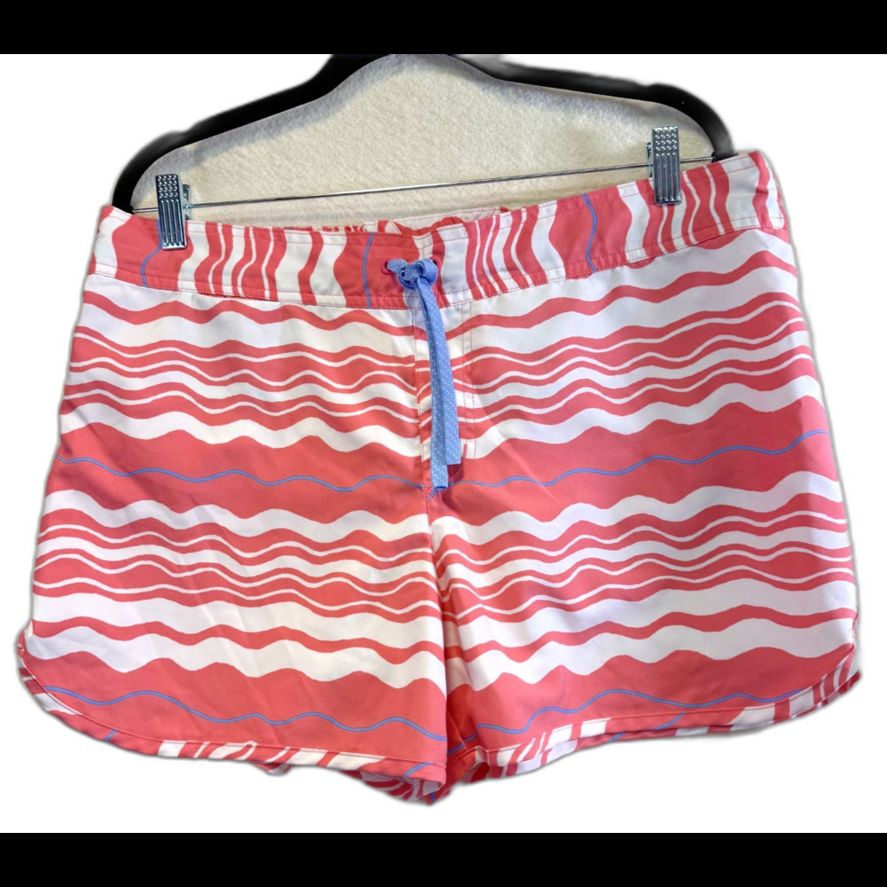 Columbia PFG Women XL Pink Striped Water Shorts 1659301 Blue Accent EUC